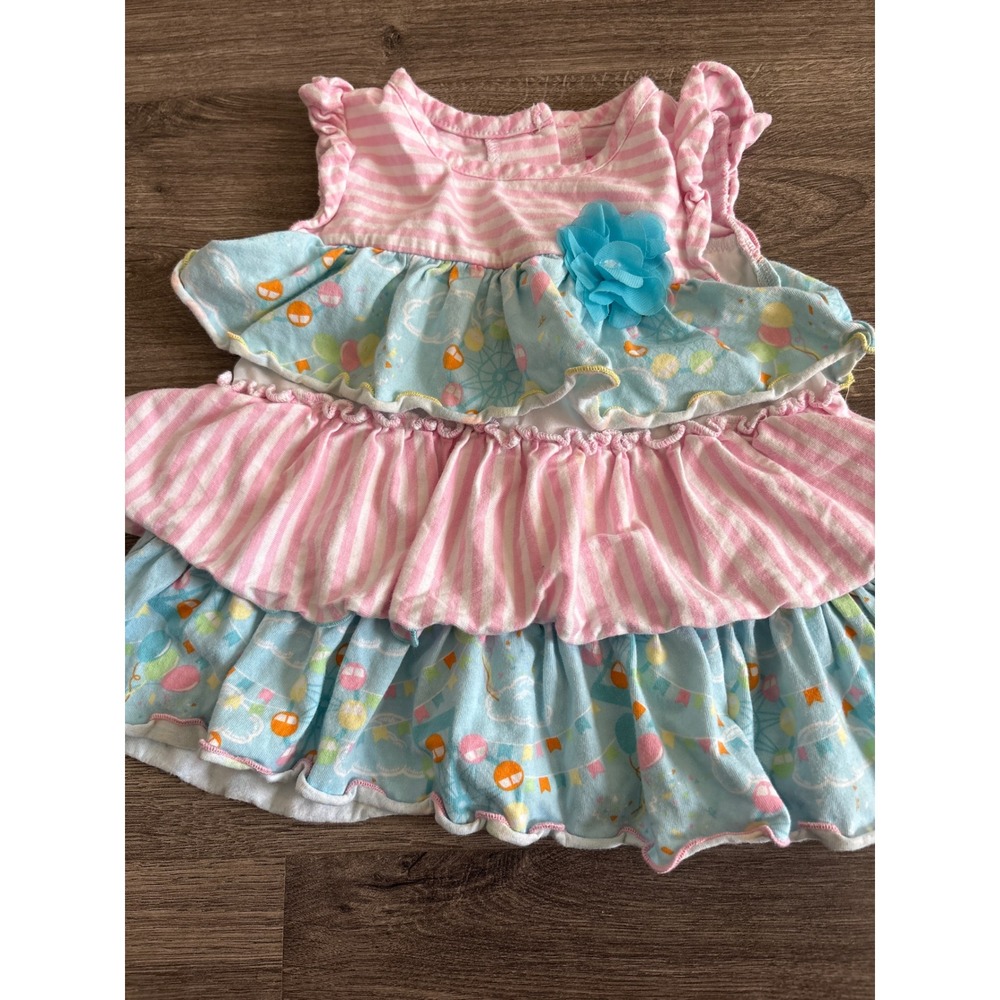 Good‎ Lad Baby Girls Pink Blue Carnival Stripe Ruffle Tiered Dress 24 Months